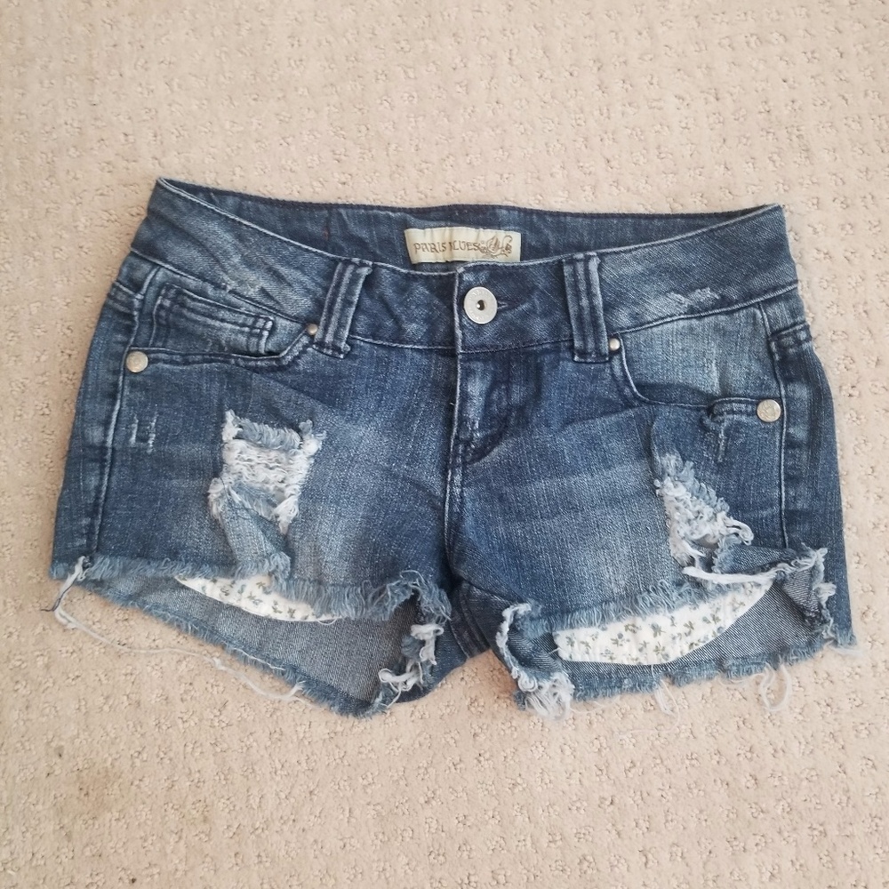 $5/25 Paris Blues Denim Distressed Cut-off Shorts Sz3